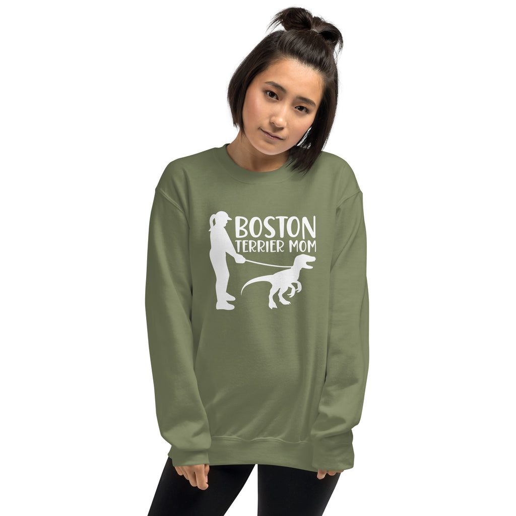 Boston Terrier Mom Dinosaur Sweatshirt