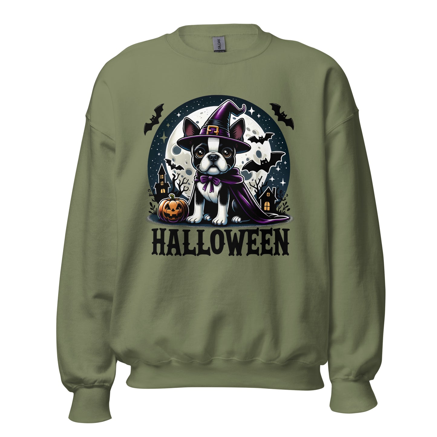 Halloween Witch Boston Terrier Unisex Sweatshirt
