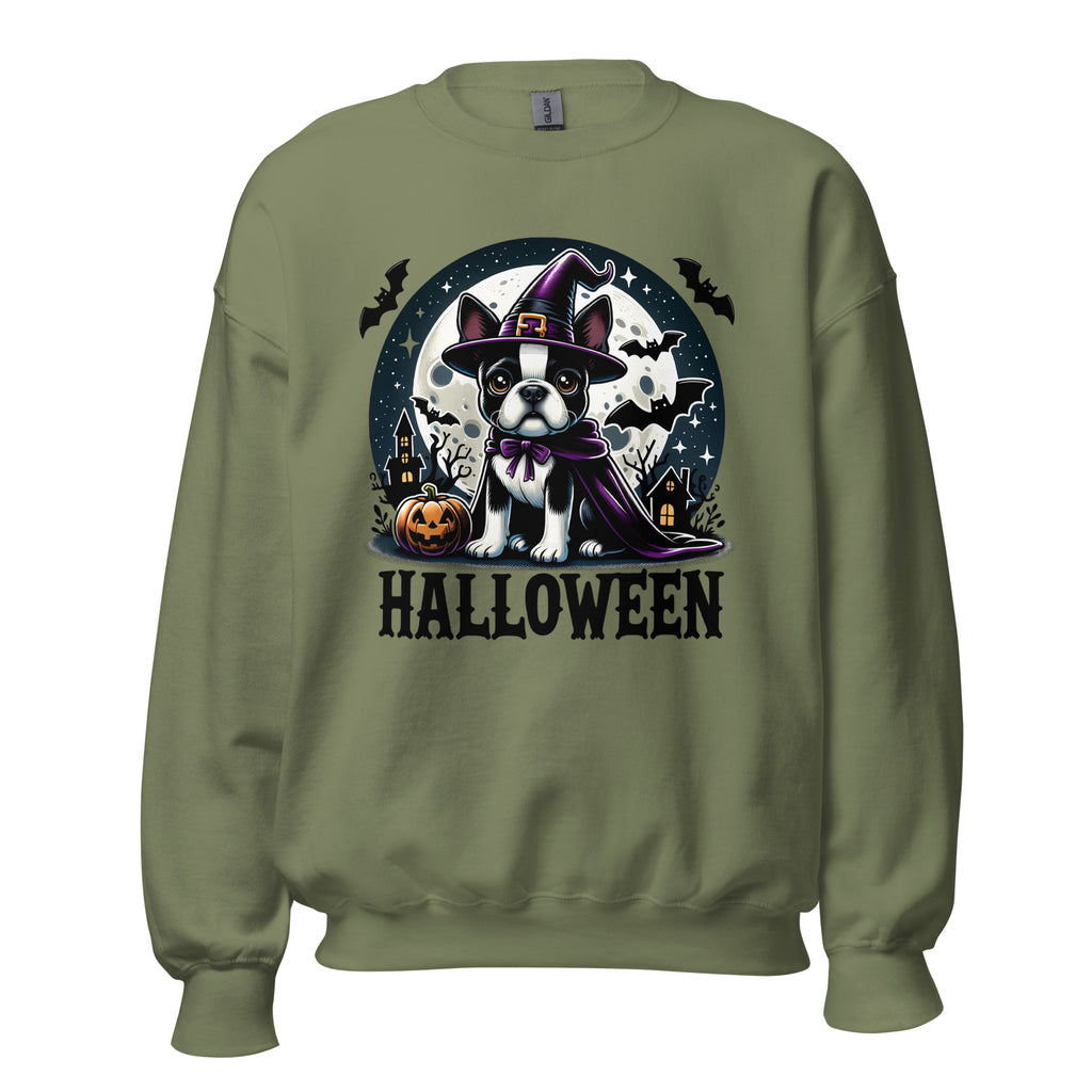 Halloween Witch Boston Terrier Unisex Sweatshirt