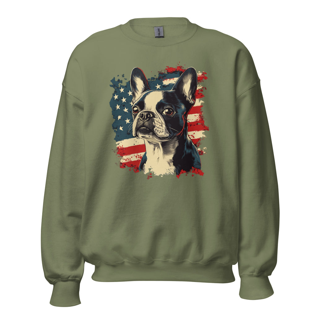 Patriotic Boston Terrier USA Flag Unisex Sweatshirt