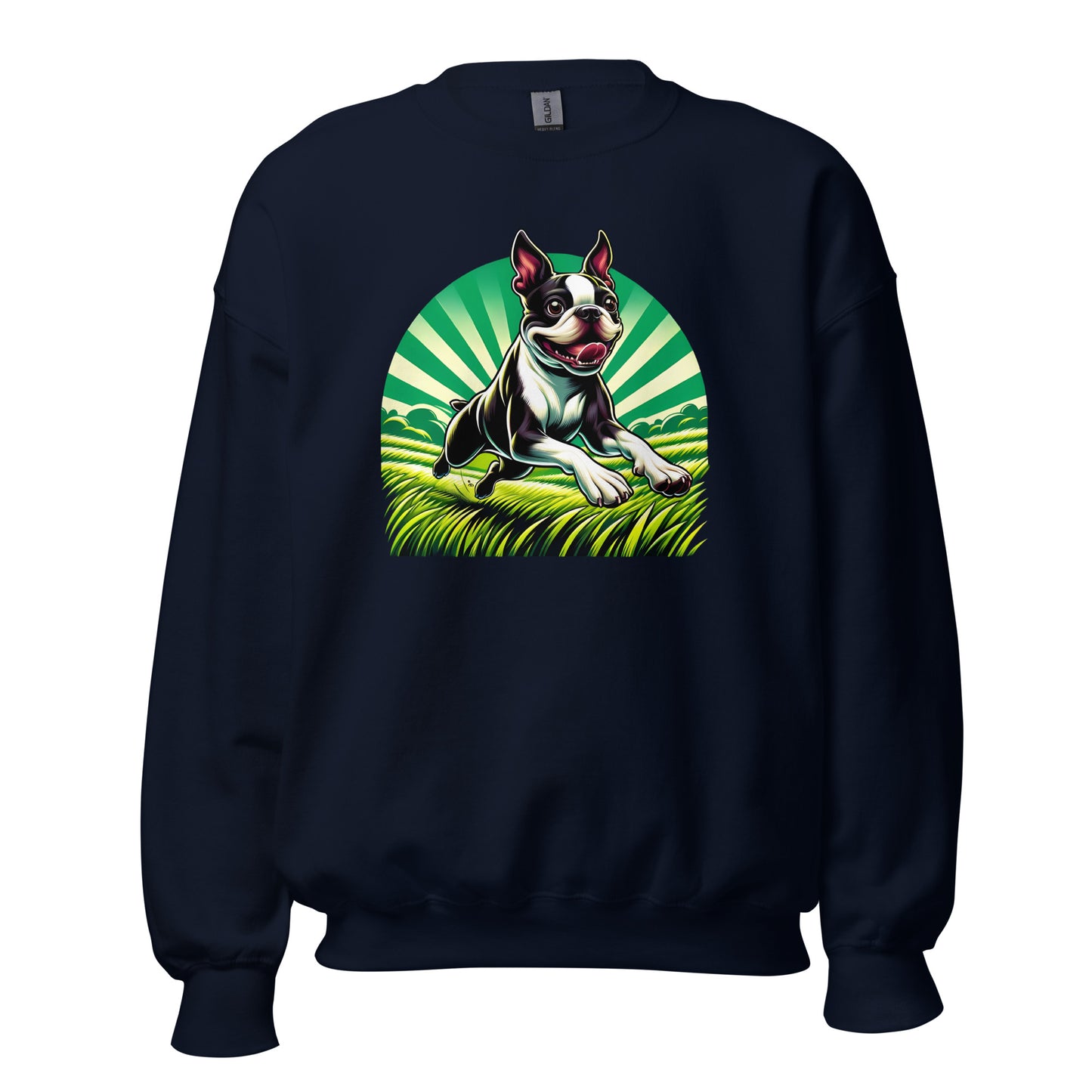 Boston Terrier Dog Running Free Unisex Sweatshirt