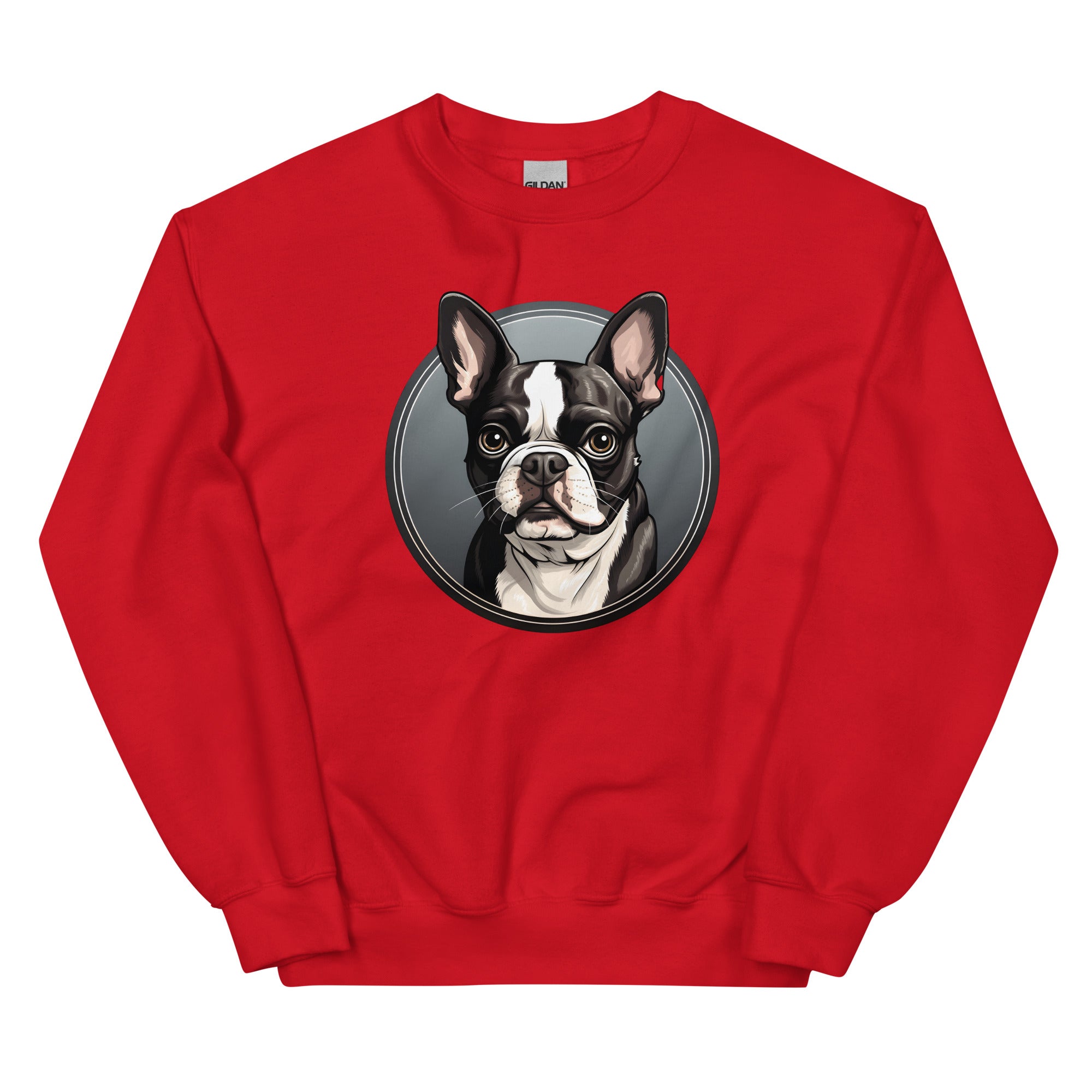 Cartoon Boston Terrier Dog Portrait Sweatshirt