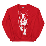 Boston Terrier Stencil Graphic – Minimalist Dog Lover Unisex Sweatshirt . Red