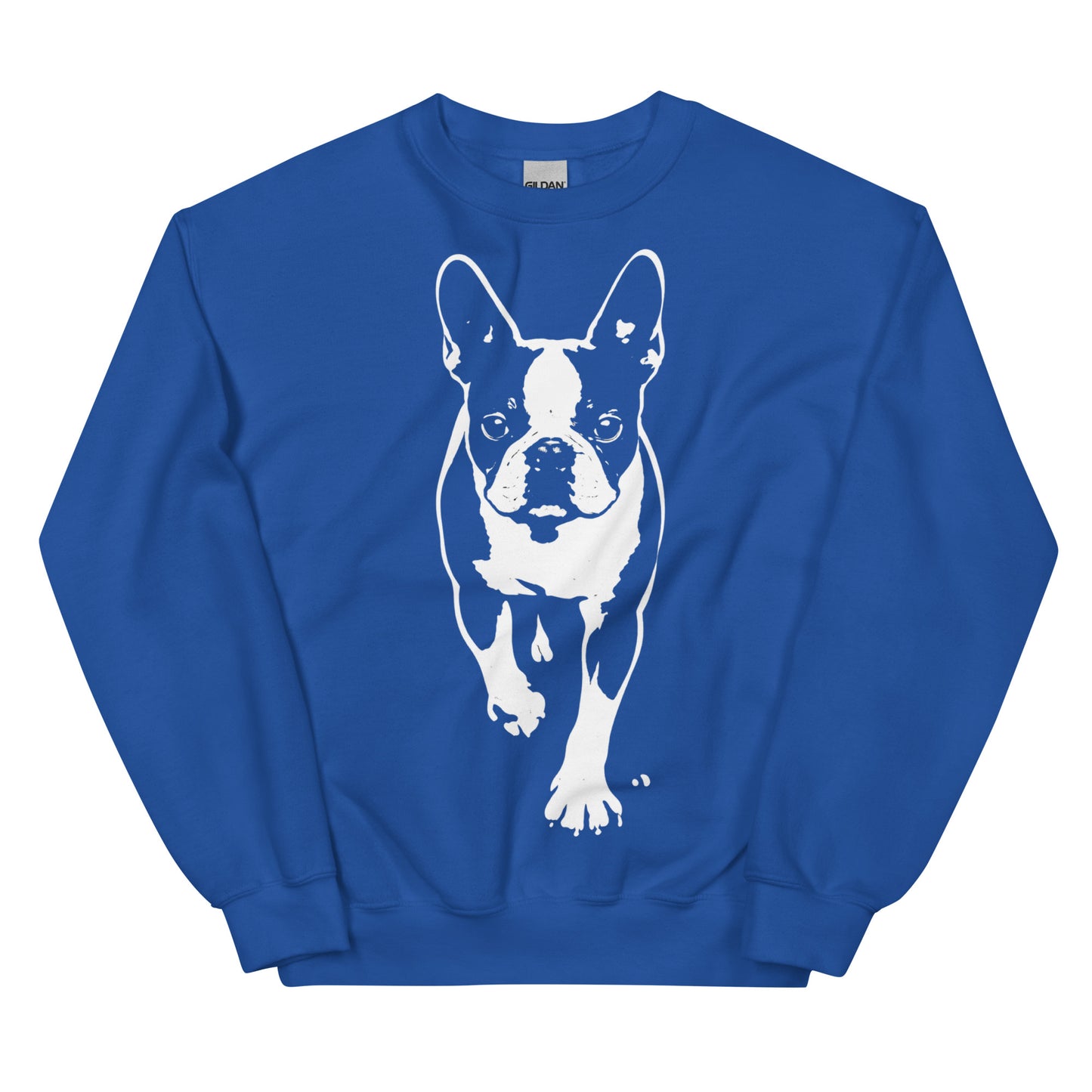 Boston Terrier Stencil Graphic – Minimalist Dog Lover Unisex Sweatshirt . Royal