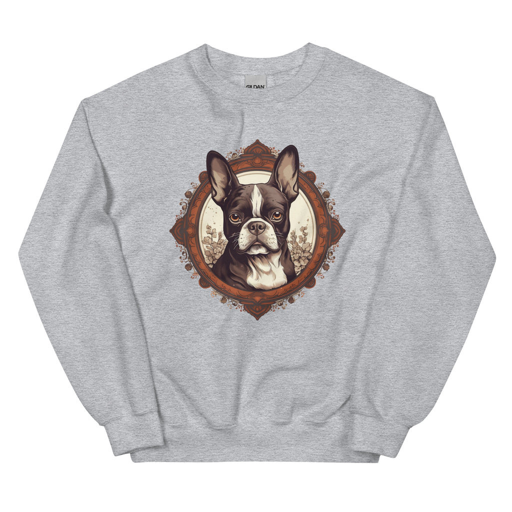 Vintage-Inspired Red Brown Boston Terrier Sweatshirt