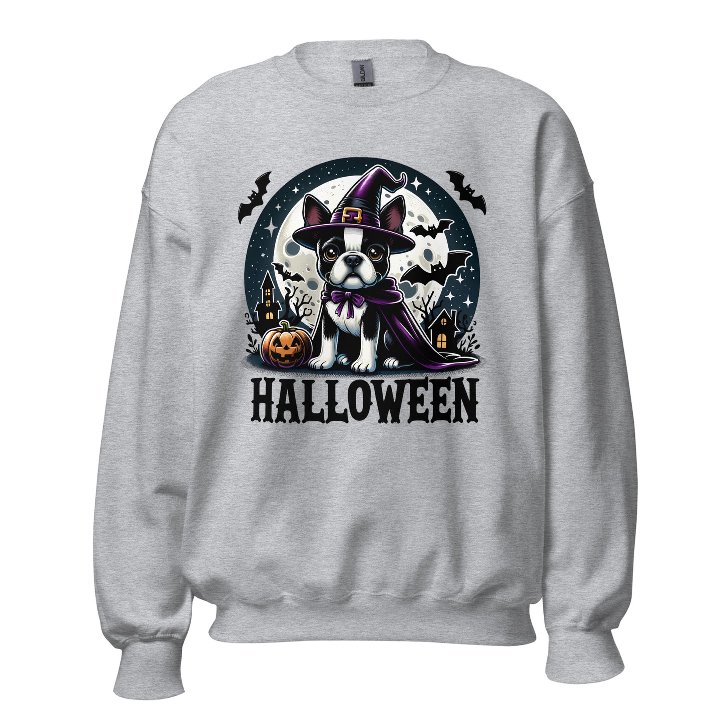 Halloween Witch Boston Terrier Unisex Sweatshirt