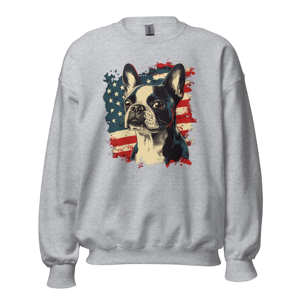 Patriotic Boston Terrier USA Flag Unisex Sweatshirt