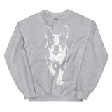 Boston Terrier Stencil Graphic – Minimalist Dog Lover Unisex Sweatshirt . Sport Grey
