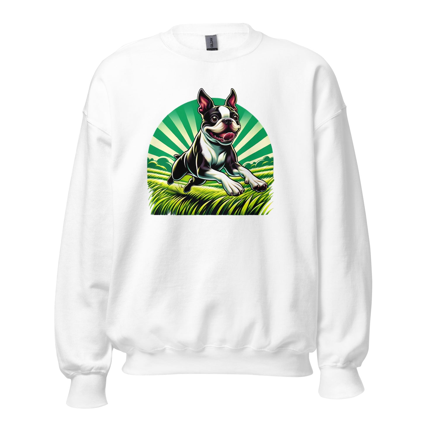 Boston Terrier Dog Running Free Unisex Sweatshirt