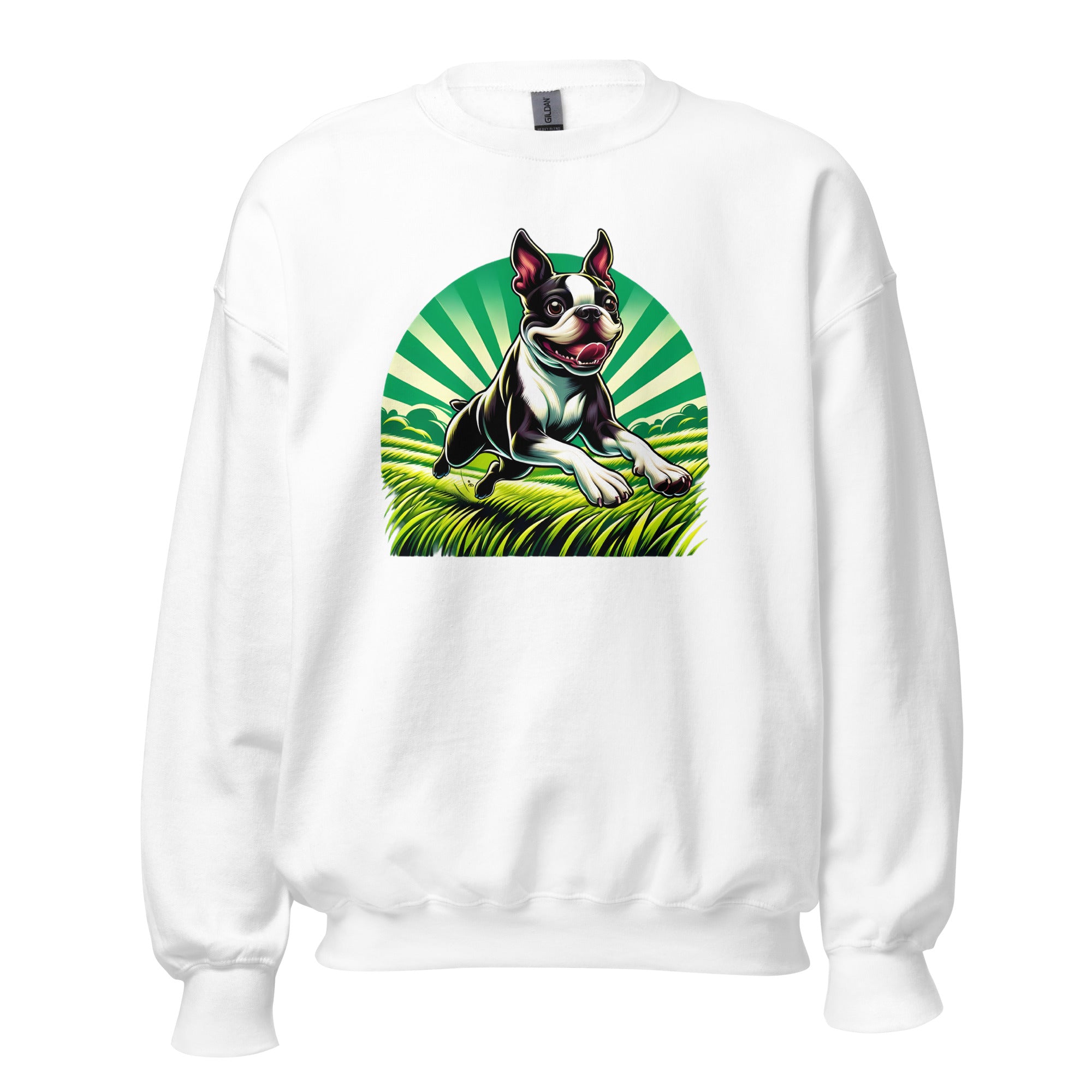 Boston Terrier Dog Running Free Unisex Sweatshirt