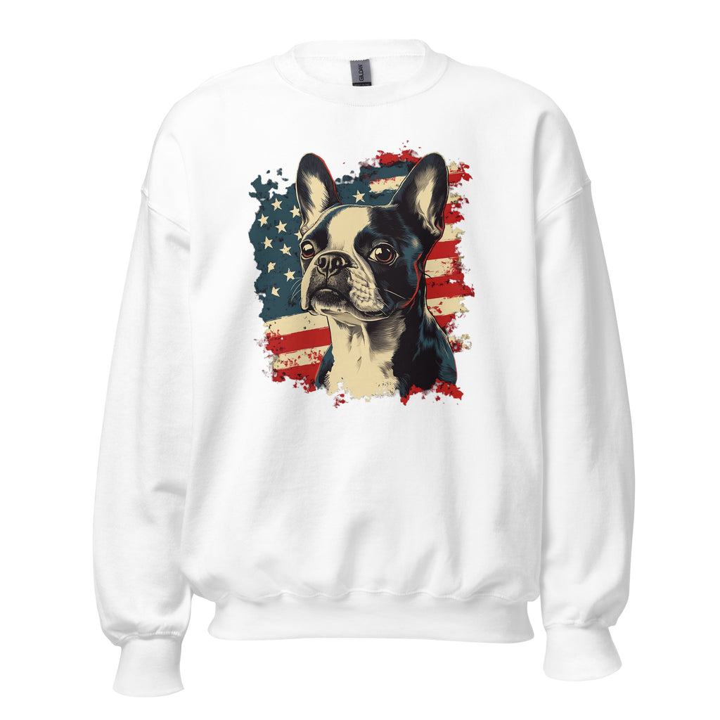 Patriotic Boston Terrier USA Flag Unisex Sweatshirt