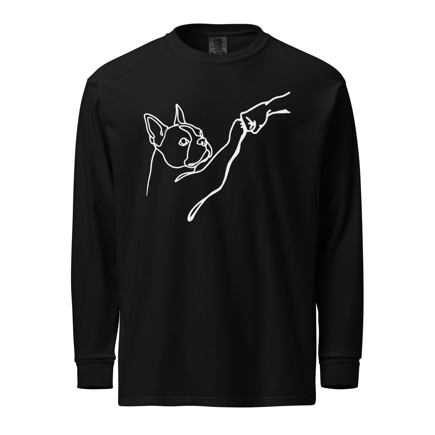 Dog Fist Bump Garment-Dyed Heavyweight Long-Sleeve Shirt . Black