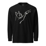 Dog Fist Bump Garment-Dyed Heavyweight Long-Sleeve Shirt . Black