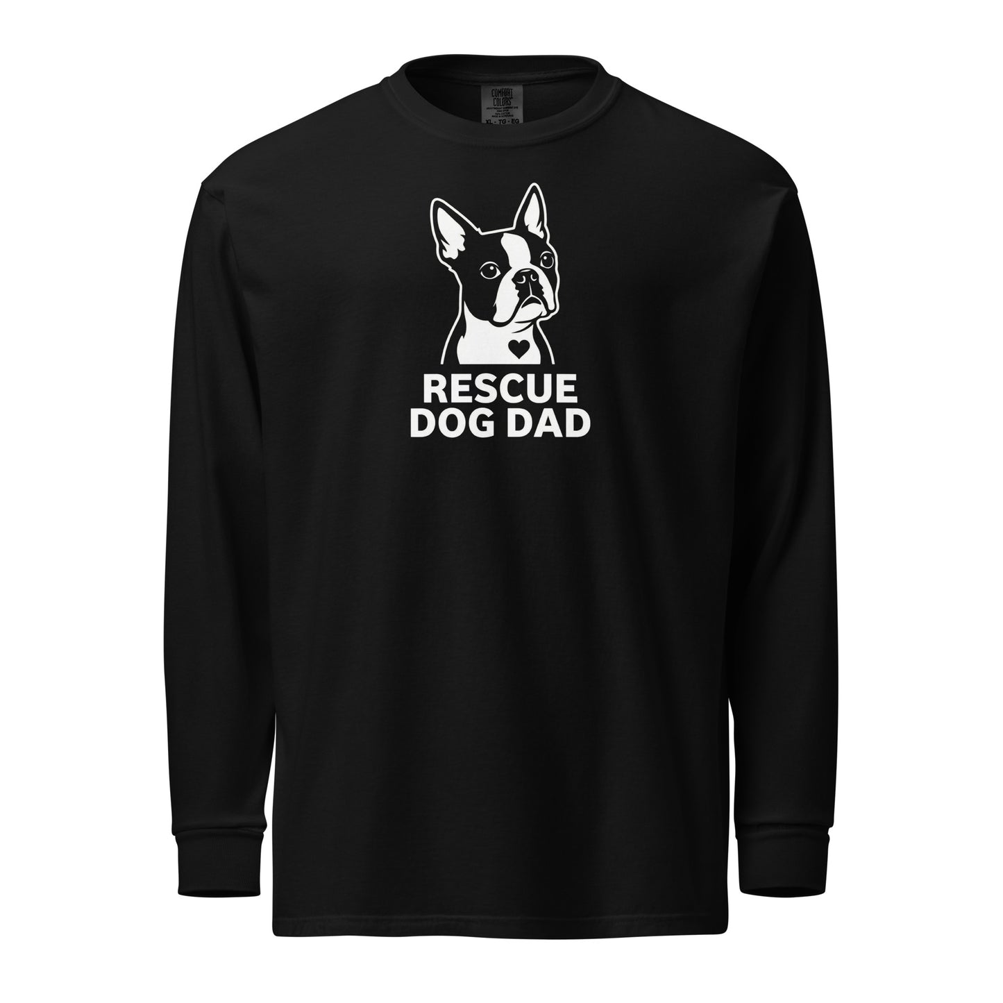 Rescue Dog Dad Garment-Dyed Heavyweight Long-Sleeve Shirt . Black