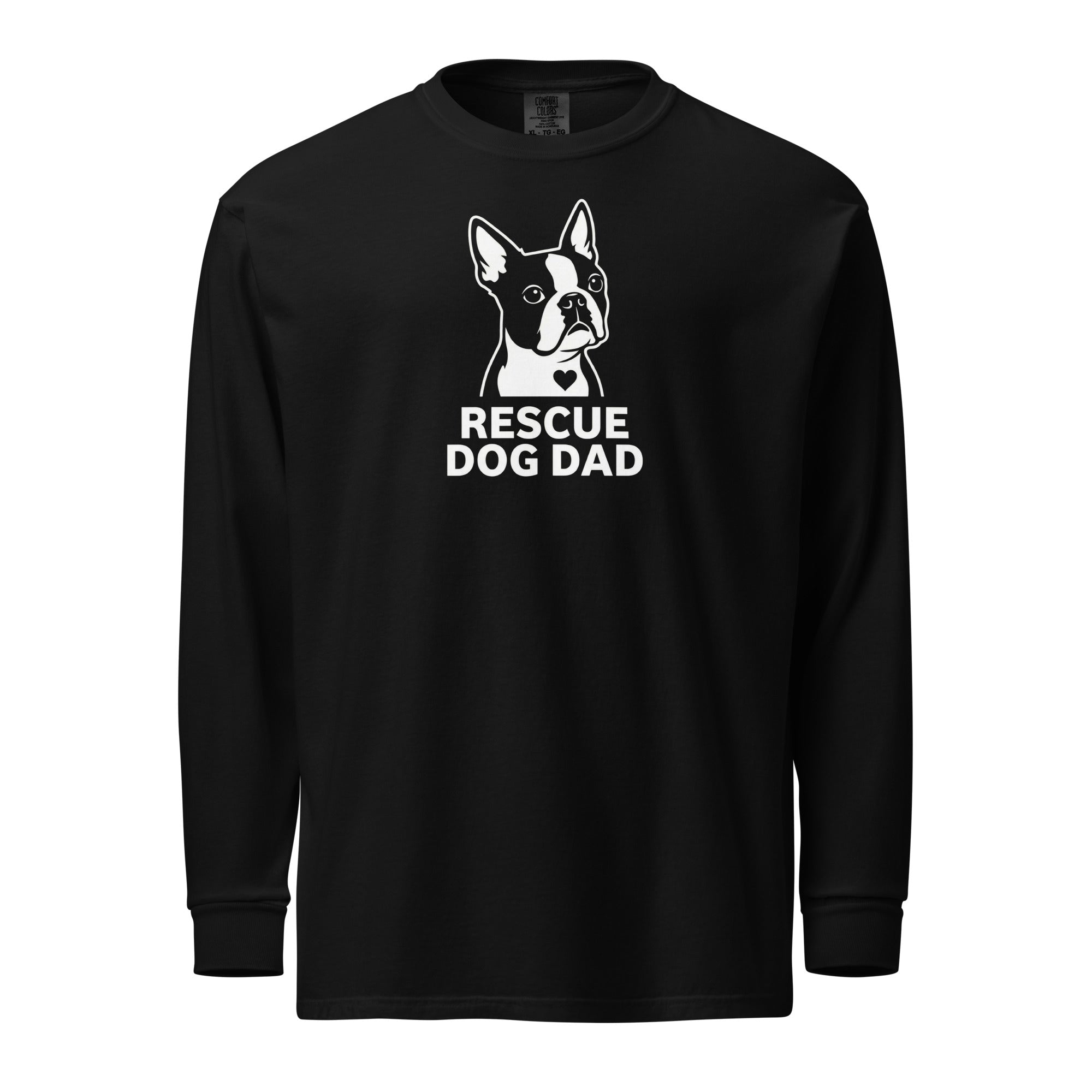 Rescue Dog Dad Garment-Dyed Heavyweight Long-Sleeve Shirt . Black
