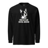 Rescue Dog Mom Garment-Dyed Heavyweight Long-Sleeve Shirt . Black