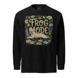 Frog Mode French Bulldog Garment-dyed Heavyweight Long-sleeve Shirt . Black