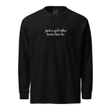 Just A Girl Who Loves Her Border Collie BC Garment-dyed Heavyweight Long-sleeve Shirt . Black