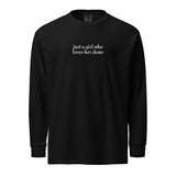 Just A Girl Who Loves Her Dane Garment-dyed Heavyweight Long-sleeve Shirt . Black
