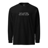 Just A Girl Who Loves Her Jack Russell Terrier Garment-dyed Heavyweight Long-sleeve Shirt . Black