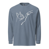 Dog Fist Bump Garment-Dyed Heavyweight Long-Sleeve Shirt . Blue Jean