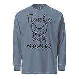 French Bulldog Frenchie Mama Mode Garment-dyed Heavyweight Long-Sleeve Shirt . Blue Jean