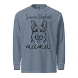 German Shepherd Mama Mode Garment-dyed Heavyweight Long-sleeve Shirt . Blue Jean