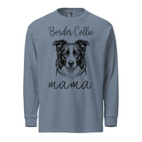 Border Collie Mama Mode Garment-dyed Heavyweight Long-sleeve Shirt . Blue Jean