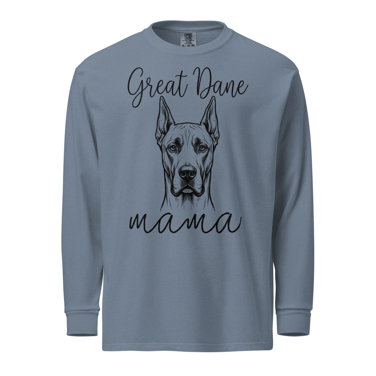 Great Dane Mama Mode Garment-dyed Heavyweight Long-sleeve Shirt . Blue Jean