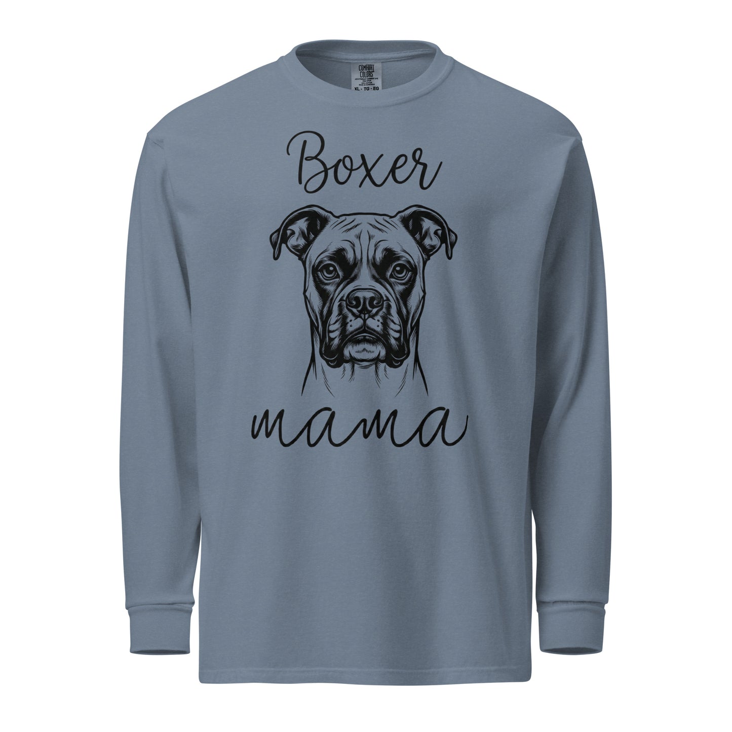 Boxer Mama Mode Garment-dyed Heavyweight Long-sleeve Shirt . Blue Jean