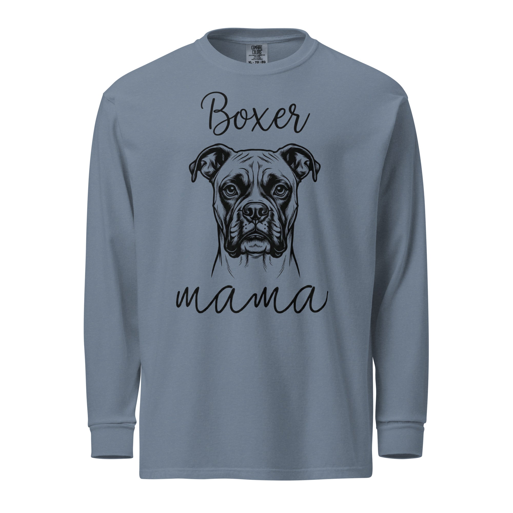 Boxer Mama Mode Garment-dyed Heavyweight Long-sleeve Shirt . Blue Jean