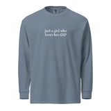 Just A Girl Who Loves Her German Shepherd GSD Garment-dyed Heavyweight Long-sleeve Shirt . Blue Jean