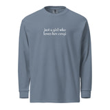 Just a Girl Who Loves Her Corgi Garment-dyed Heavyweight Long-sleeve Shirt . Blue Jean