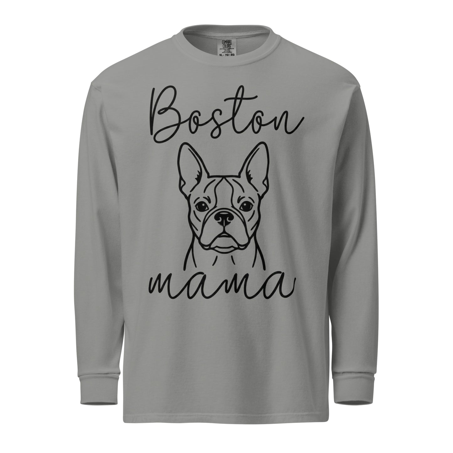 Boston Mama Mode Garment-Dyed Heavyweight Long-Sleeve Shirt . Grey