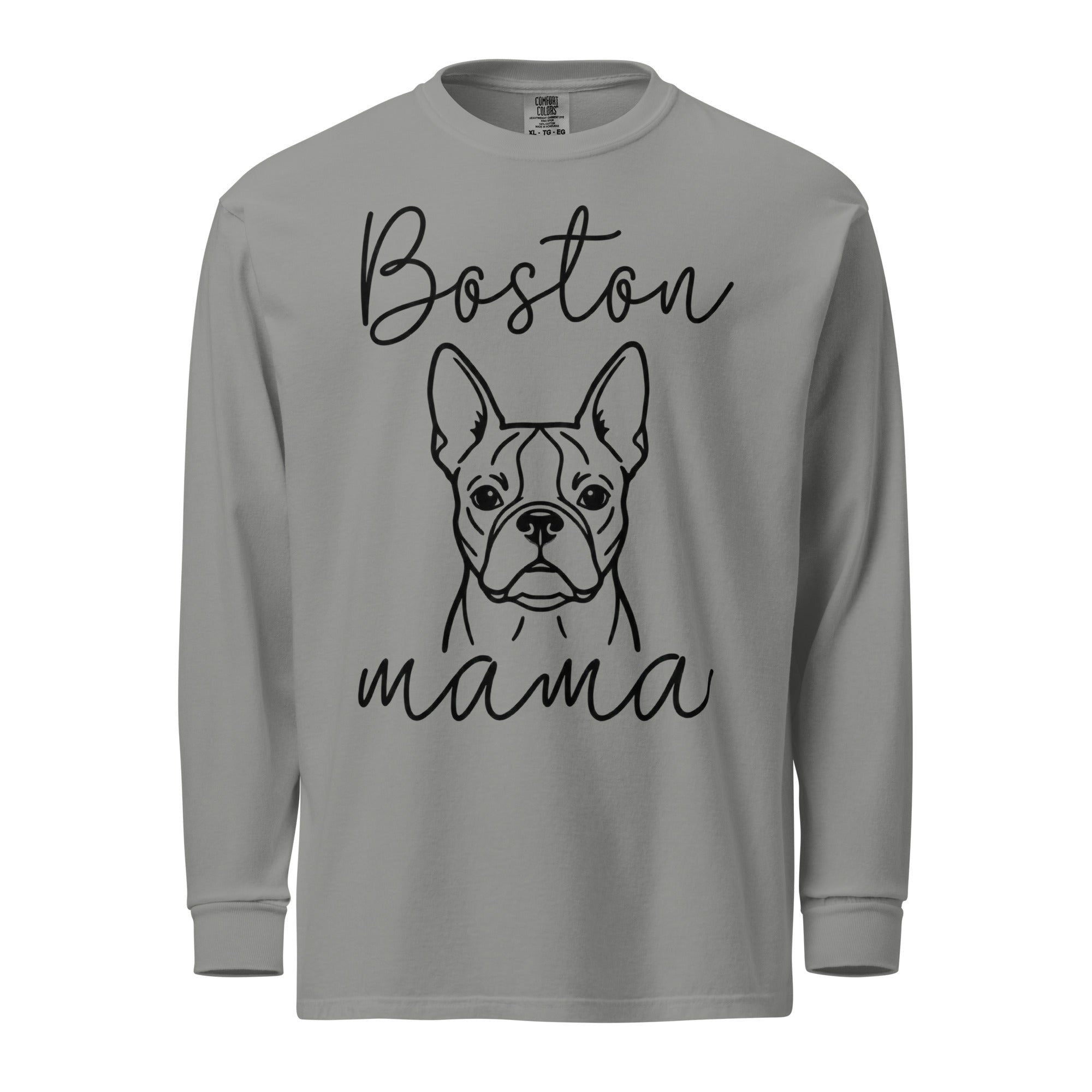 Boston Mama Mode Garment-Dyed Heavyweight Long-Sleeve Shirt . Grey