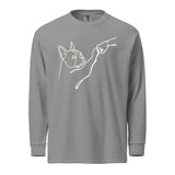 Dog Fist Bump Garment-Dyed Heavyweight Long-Sleeve Shirt . Grey