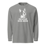 Rescue Dog Mom Garment-Dyed Heavyweight Long-Sleeve Shirt . Grey