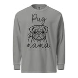 Pug Mama Mode Garment-dyed Heavyweight Long-Sleeve Shirt . Grey
