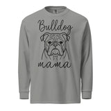 English Bulldog Mama Mode Garment-dyed Heavyweight Long-sleeve Shirt . Grey