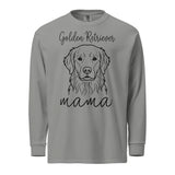 Golden Retriever Mama Mode Garment-dyed Heavyweight Long-sleeve Shirt . Grey