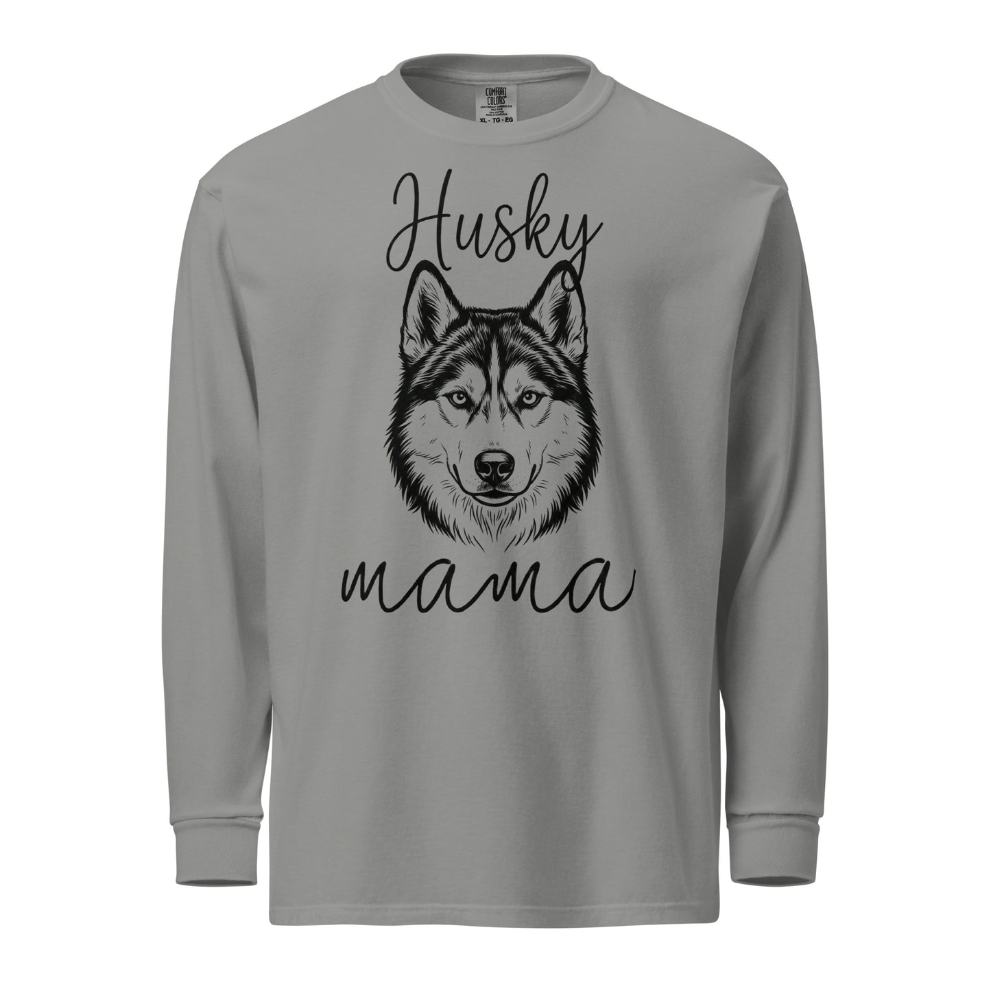 Husky Mama Mode Garment-dyed Heavyweight Long-sleeve Shirt . Grey