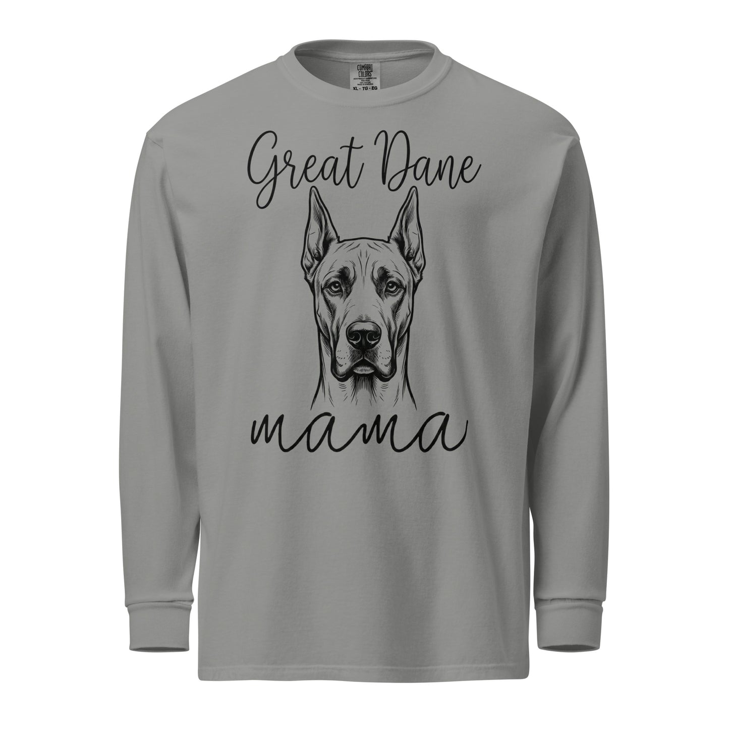 Great Dane Mama Mode Garment-dyed Heavyweight Long-sleeve Shirt . Grey