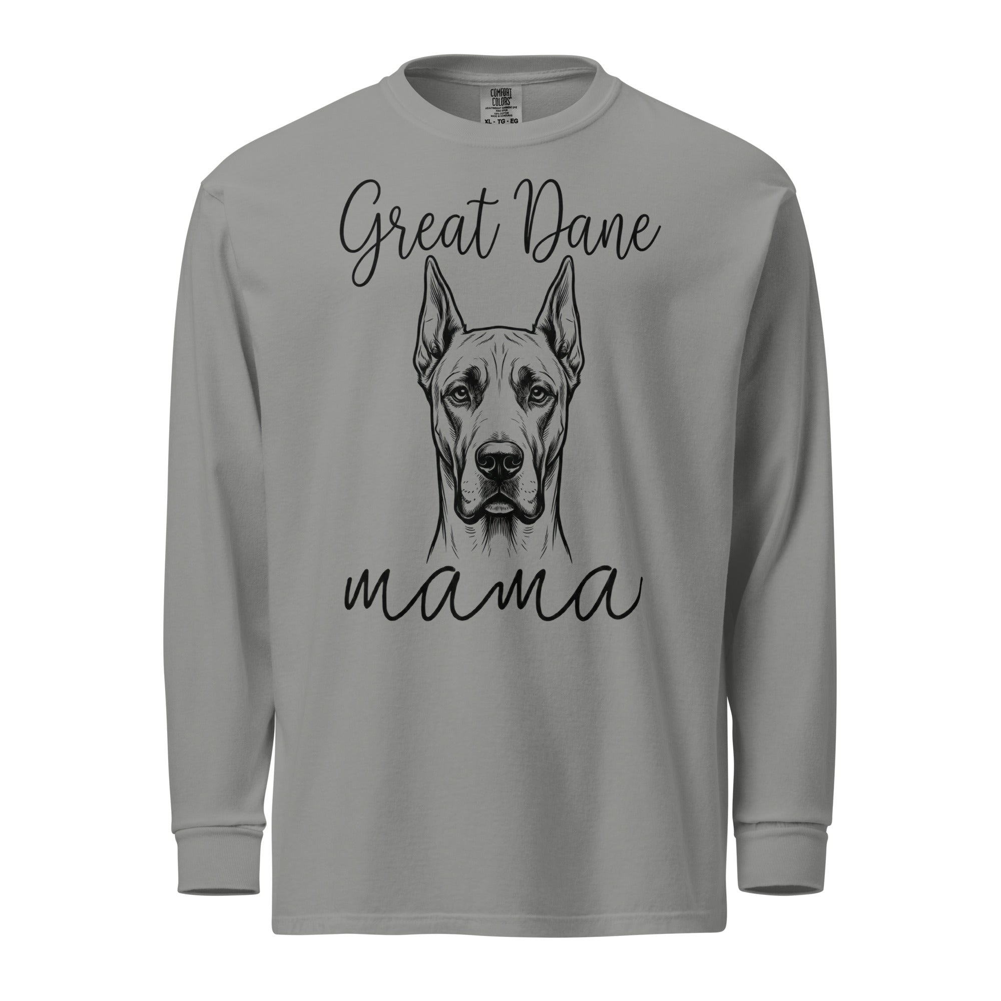 Great Dane Mama Mode Garment-dyed Heavyweight Long-sleeve Shirt . Grey
