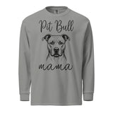 Pit Bull Mama Mode Garment-dyed Heavyweight Long-sleeve Shirt . Grey