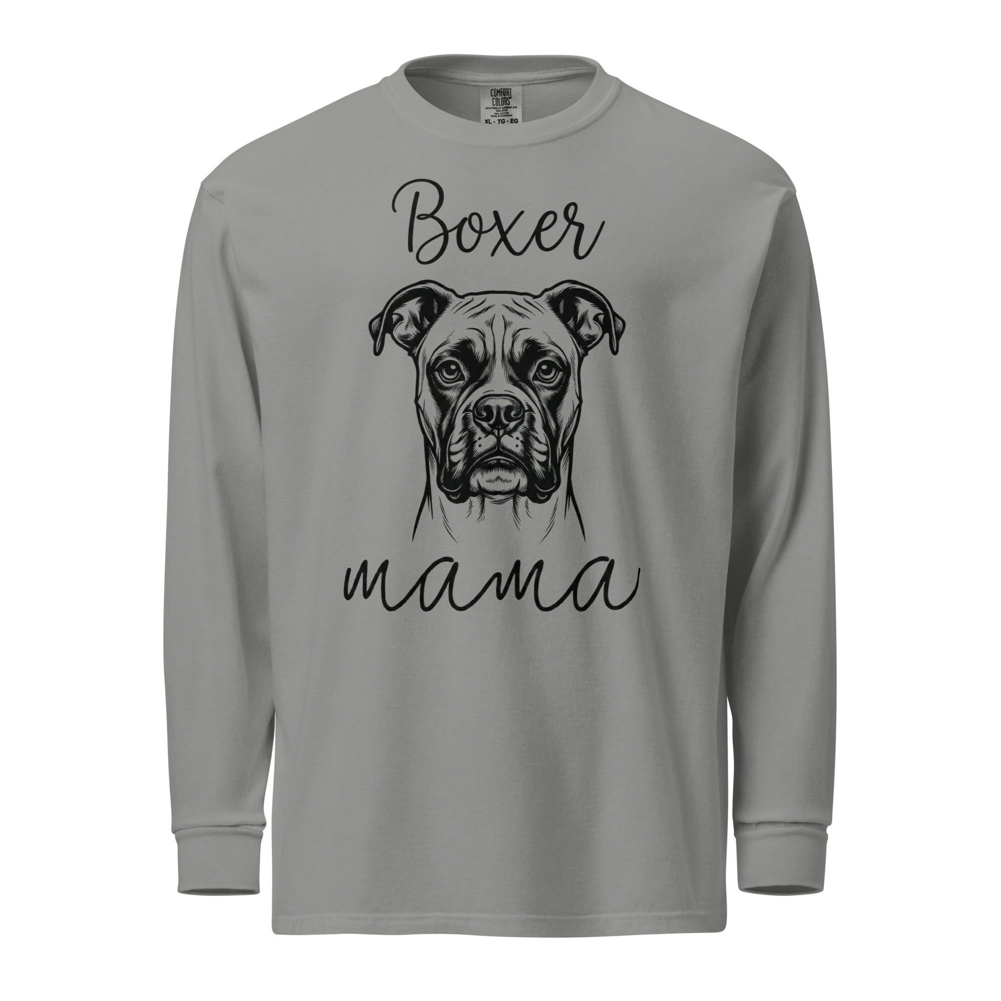 Boxer Mama Mode Garment-dyed Heavyweight Long-sleeve Shirt . Grey