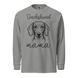 Dachshund Mama Mode Garment-dyed Heavyweight Long-sleeve Shirt . Grey