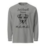 Jack Russell Terrier Mama Mode Garment-dyed Heavyweight Long-sleeve Shirt . Grey
