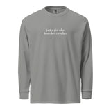 Just A Girl Who Loves Her Cavalier King Charles Spaniel Garment-dyed Heavyweight Long-sleeve Shirt . Grey