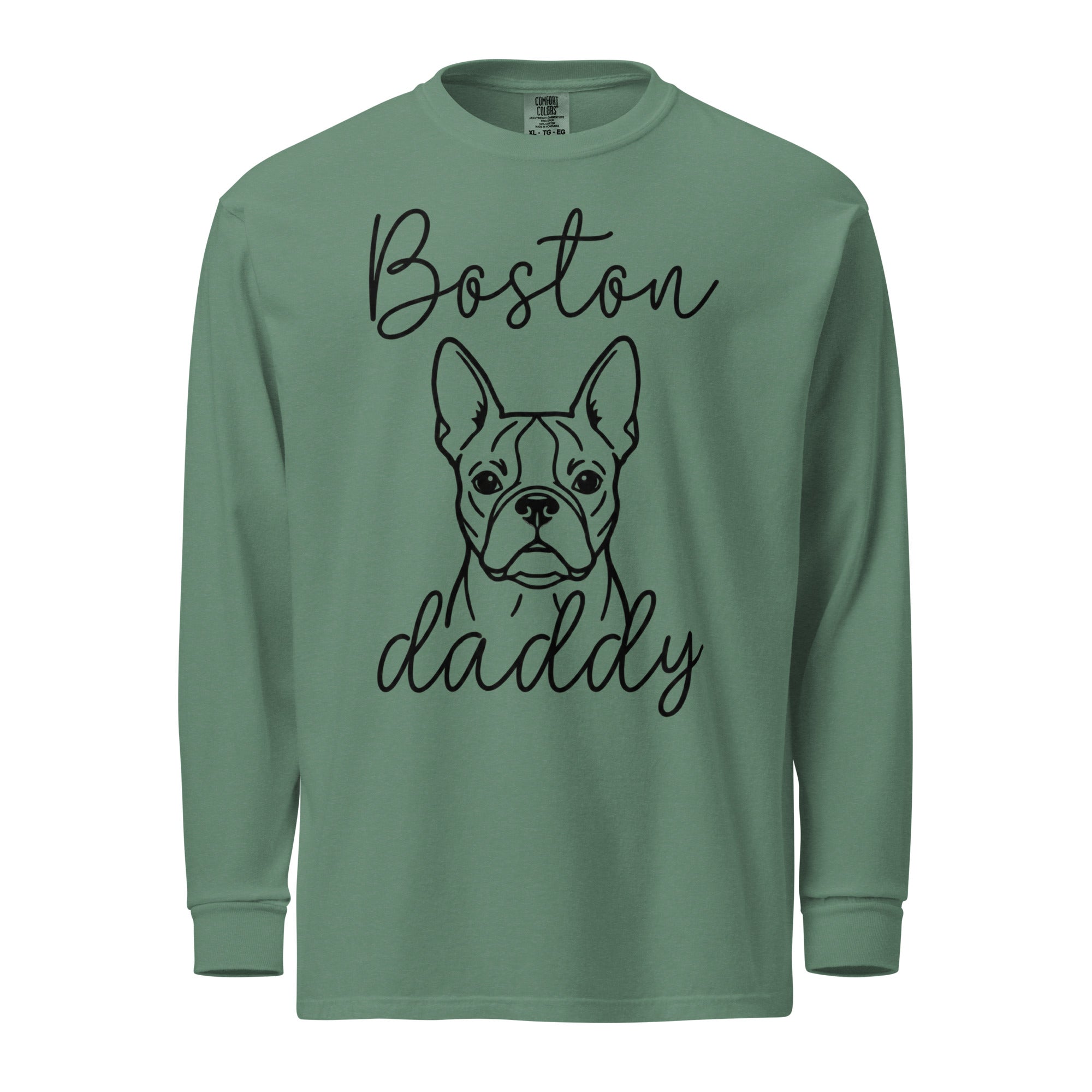 Boston Daddy Mode Garment-Dyed Heavyweight Long-Sleeve Shirt . Light Green