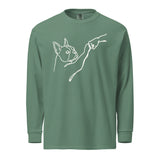Dog Fist Bump Garment-Dyed Heavyweight Long-Sleeve Shirt . Light Green